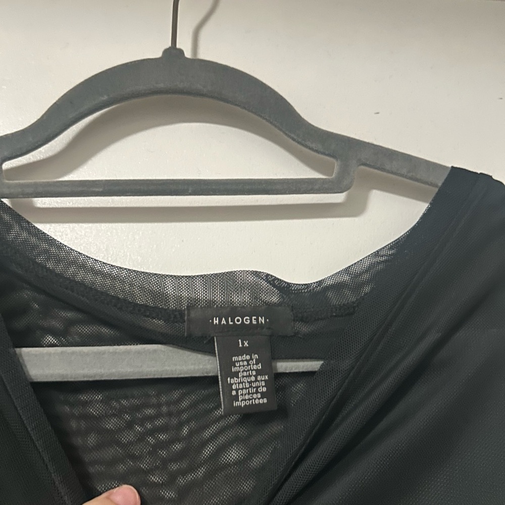 Halogen Black Mesh T-Shirt Size 1X - Picture 3 of 4